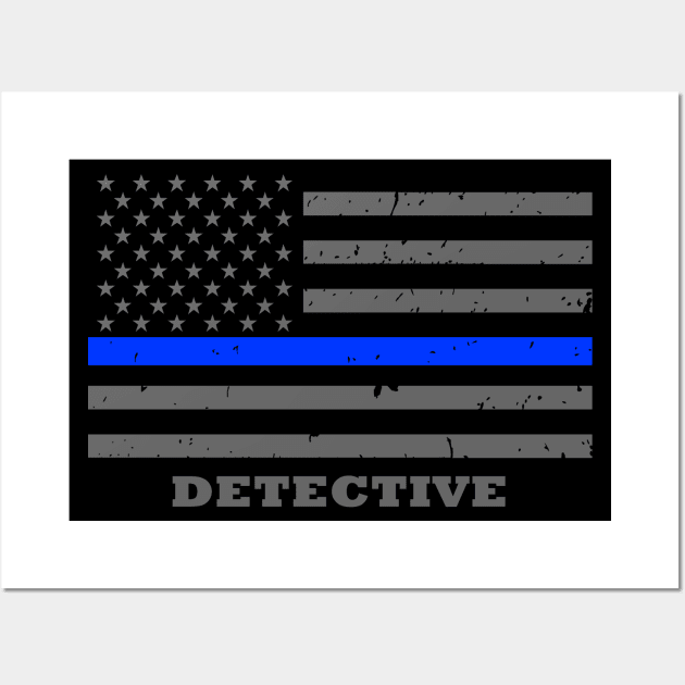 Police Detective Thin Blue Line Flag Wall Art by bluelinemotivation